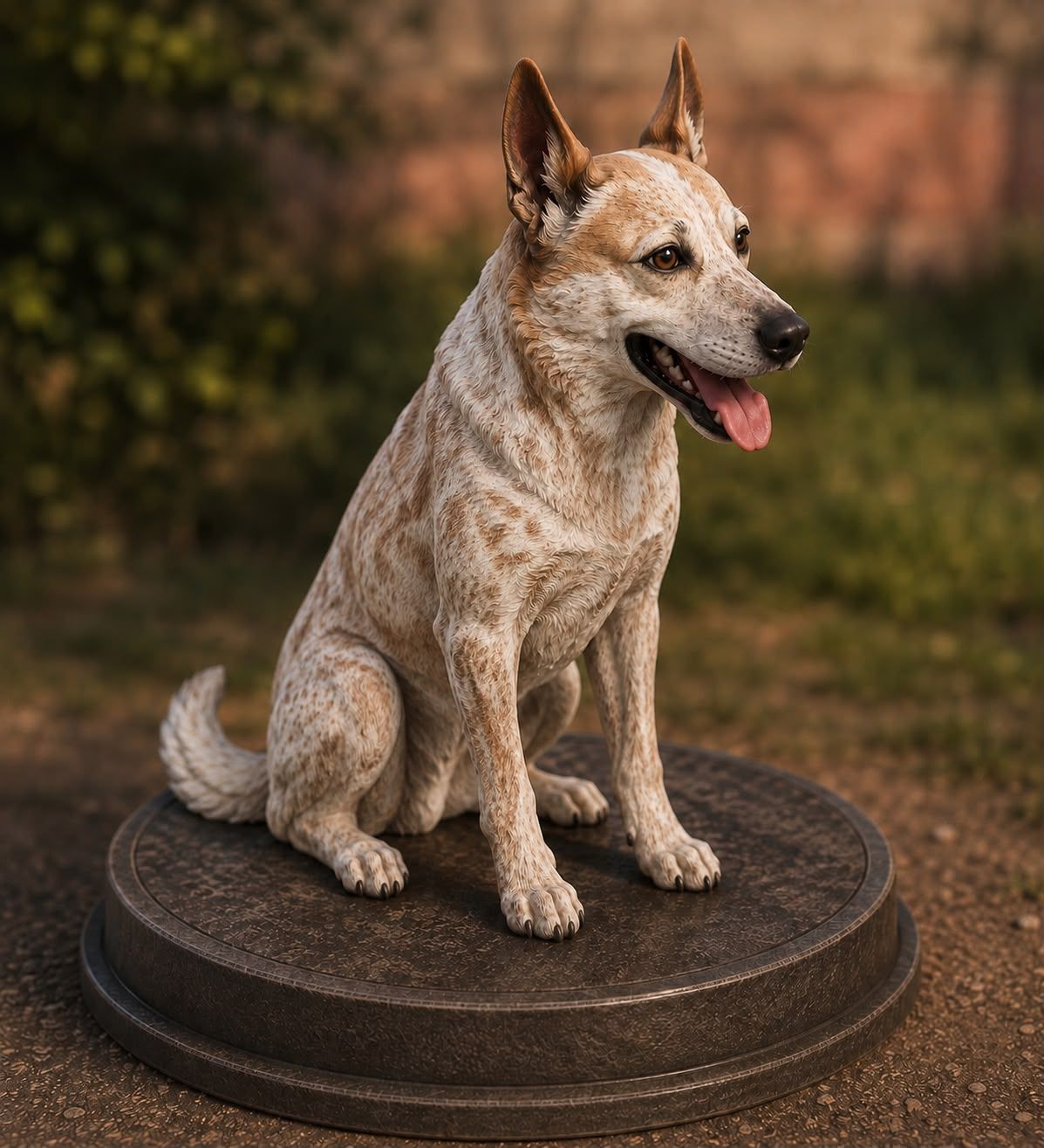 Miniatura realista de um cão pastor australiano, pintada à mão